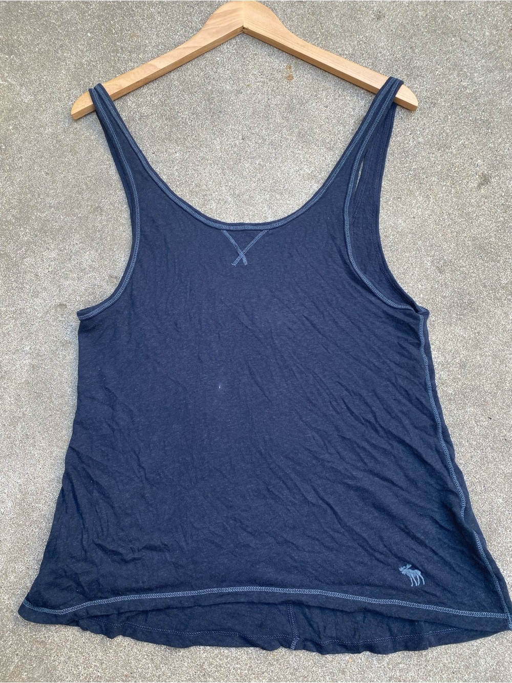 Abercrombie & Fitch Vintage Y2K Navy Blue Scoop Neck Tank Top Moose Logo